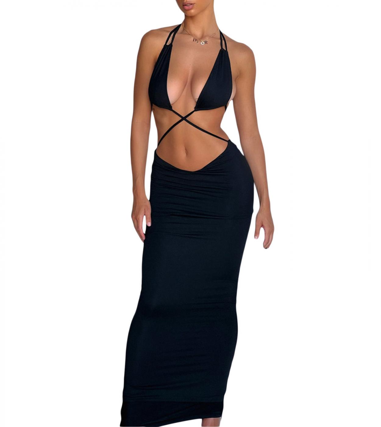 Backless Hollow Dress, Thin Belt,  Party Dress,  New   Mesh Short Skirt Models Swimsuit Bikini