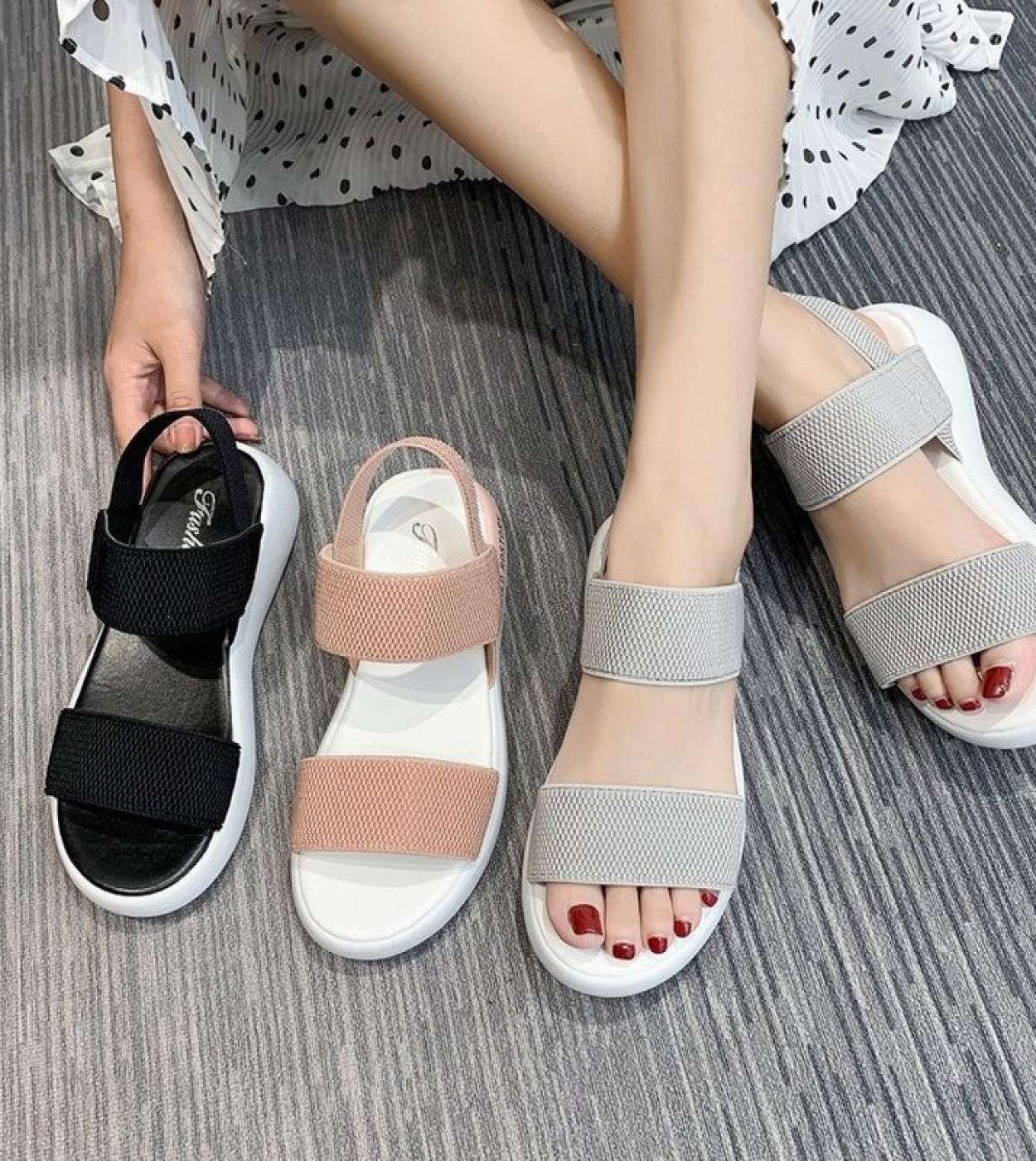 Free Shipping Fashion Lady Sandals Women 2022 Shoes For Women Platform Sandals Ladies New Stretch Fabric Summer Flat Cas