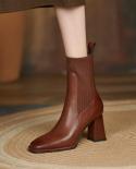 Ankle Socks Women Mid Calf Boots Autumn Winter Stretch Boots Woman Fashion Ladies Chelsea  Botas Mujer High Heels Ladies