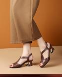 שמלה אלגנטית נעלי אישה לסנדלים לנשים קיץ 2023 נשים נעלי עקב עבות peep toe עיצוב נעלי נשים משלוח חינם