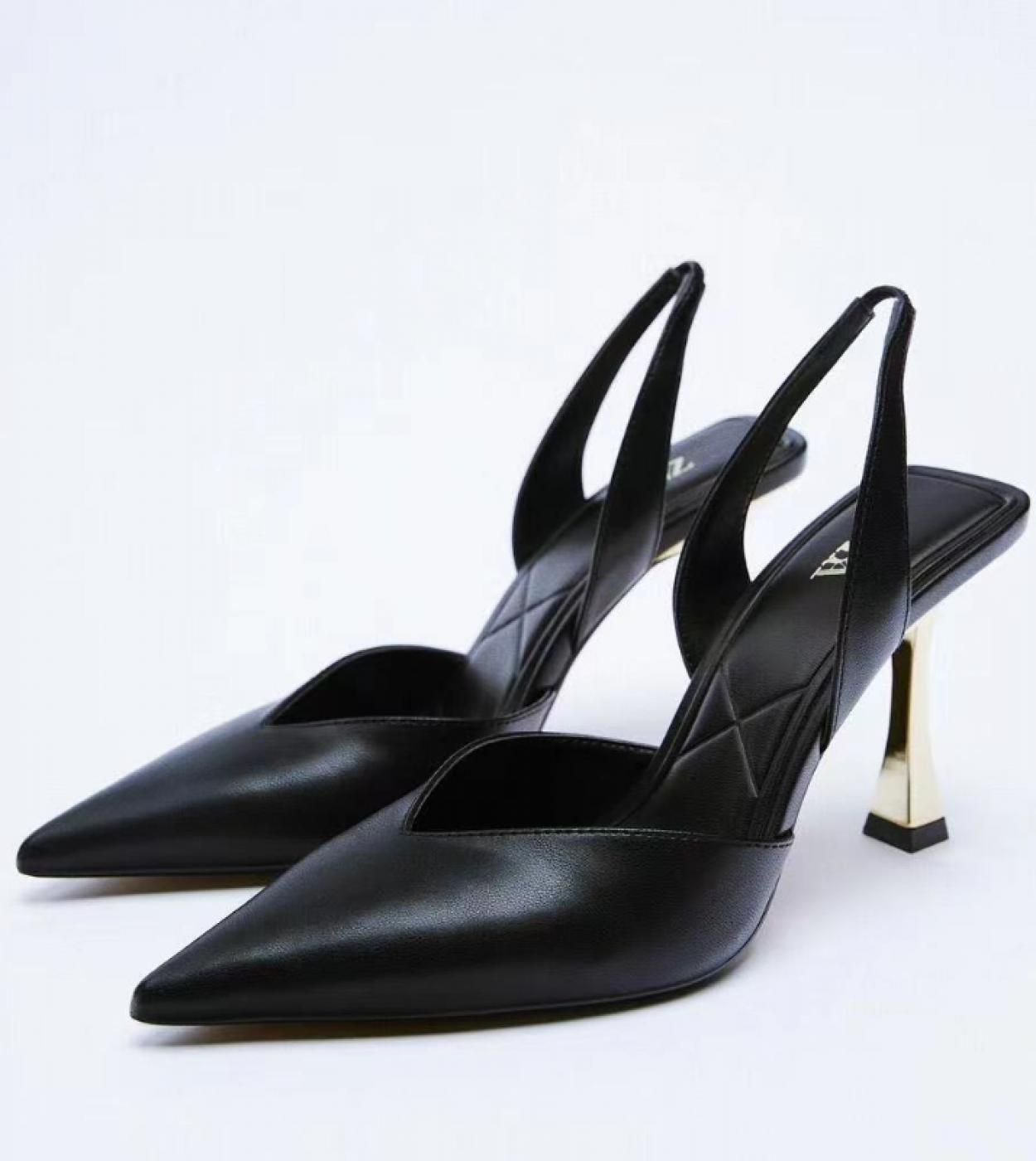 עקבים שחורים מחודדים רצועה עקבים דקים במיוחד נעליים מחודדות עקבים דקים לנשים