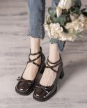 Bow Lolita Shoes For Women High Heels Elegant Woman Shoes For 2022 Designer Luxury Autumn Mary Jane Shoes Platform Free 