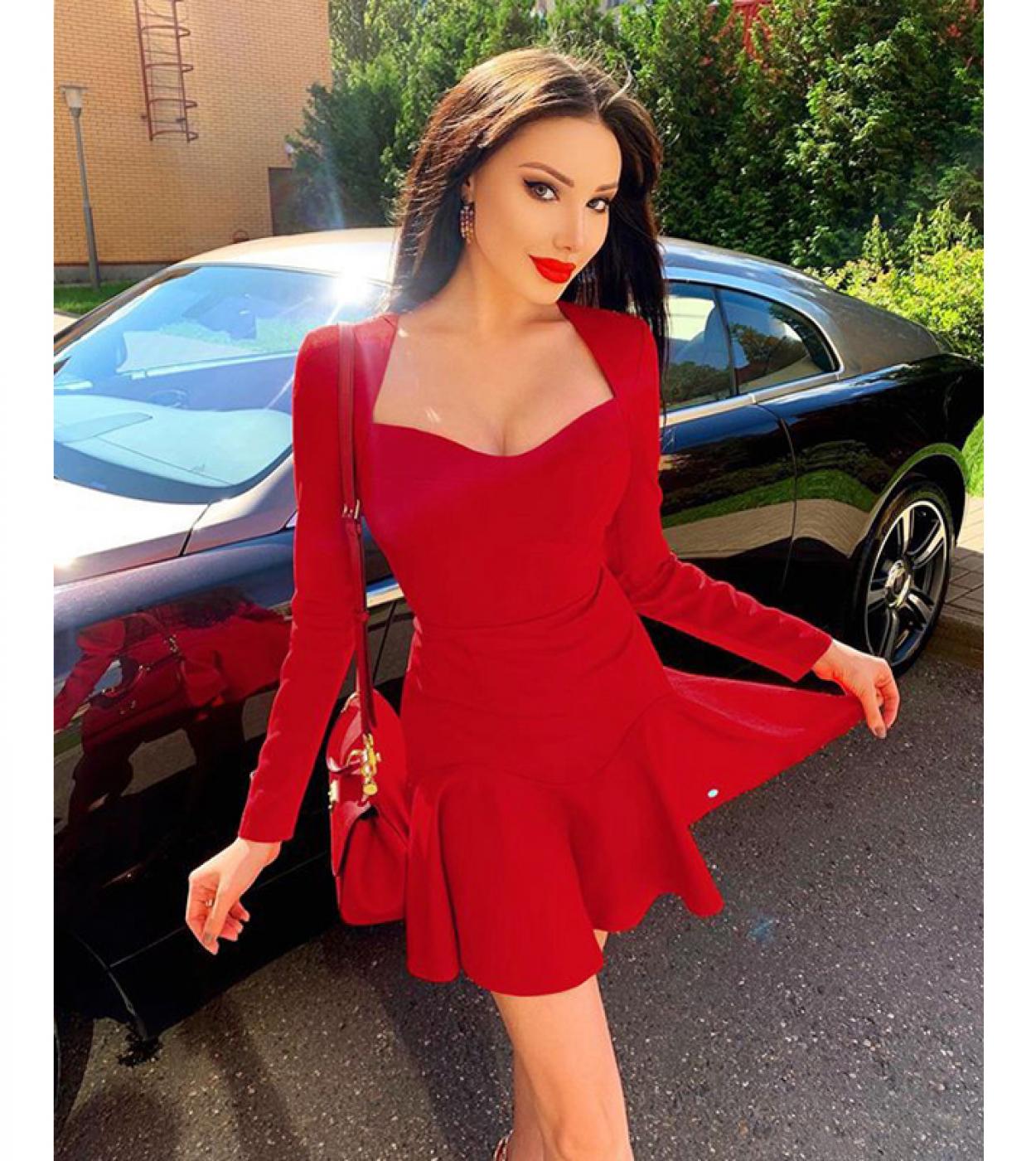 64 34 Hiver nouvelles femmes robe Lowcut col en v manches
