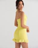 Ruffles Sleeveless Bodycon Straps For Women 2023 Summer Fashion Elegant Club Pary  Sweetheart Neck Mini Dresses Vestidos