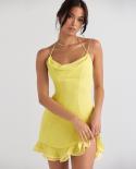 Ruffles Sleeveless Bodycon Straps For Women 2023 Summer Fashion Elegant Club Pary  Sweetheart Neck Mini Dresses Vestidos