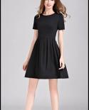 High Waist Slim Fashion Short Sleeve Sweetheart Neck Mini Dress 2023 Womens Elegant Black A Line Party Nigh Club Dress 