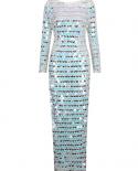  Luxury Sequins Long Sleeve Backless Long Dress Elegant O Neck Backlees Lace Up Shiny Sequins Maxi Dress Evening Cocktai