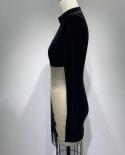  Half High Neck See Through Lace Bodycon Dress Elegant Black Velvet Long Sleevetassel Mesh Patchwork Mini Dress Evening 