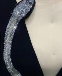 Veludo Mangas Compridas Cristal Diamante Minivestido Elegante Preto com Design de Miçangas Mesh Patchwork Vestido Fino Festa à N
