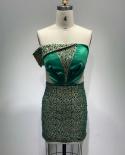 אוף כתף פאייטים נצנצים שמלת מיני אלגנטית ירוקה כתף אחת חרוזים פאייטים רשת שמלת טלאים סלבריטי ערב