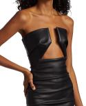  Strapless V Neck Pu Leather Long Dress Elegant Black Sliver Sleeveless Split Backless Folds Maxi Bodycon Dress Evening 
