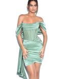 New Draping Off Shoulder Dress With Gloves Elegant  Women Bodycon Clothes Party Night Party Dress  Evening Club Dressdre
