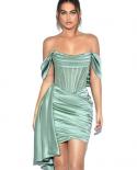 New Draping Off Shoulder Dress With Gloves Elegant  Women Bodycon Clothes Party Night Party Dress  Evening Club Dressdre