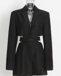 Black Mini Dress Blazer  Blazer Dress Cut  Black Blazer Dress Women   V Neck  