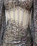  Glitter Sequin Puff Sleeve Long Evening Dress Elegant Silver Sequines Long Sleeve High Split Long Dress Club Party Dres