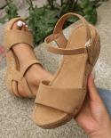 Leisure Womens Sandals Rivet Pu Wooden Platform High Heels Comfort Sandals Thick Heel Soft Leather Woman Summer Shoes 9