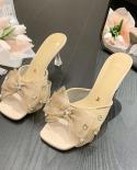 Heel Slippers For Women Wearing Summer 2022 Fairy Wind Single Strap Transparent Heel Sandals For Women