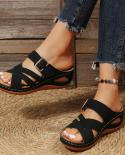 2023 Summer Women Wedge Sandals Premium Orthopedic Open Toe Sandals Vintage Anti Slip Leather Casual Female Platform Ret