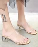 Clear Heels Slippers Women Sandals Summer Shoes Woman Transparent High Pumps Wedding Jelly  Square Heels  Womens Sandal
