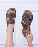 Slippers Women Summer Wedge Sandals Premium Orthopedic Open Toe Slippers Vintage Anti Slip Leather Casual Female Platfor