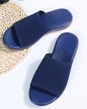 Women Shoes Knitting Slippers Beach Wedge Ladies Sandals Slip On Thick Bottom Retro Female Slippers Platform Sandals