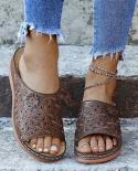  Summer Women Wedge Sandals Premium Orthopedic Open Toe Sandals Vintage Antislip Leather Casual Female Platform Retro Sh