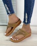Womens Sandals  2023 Summer Thick Platform Beach Sandals Woman Plus Size 42 Low Heels Gladiator Sandalias De Mujer