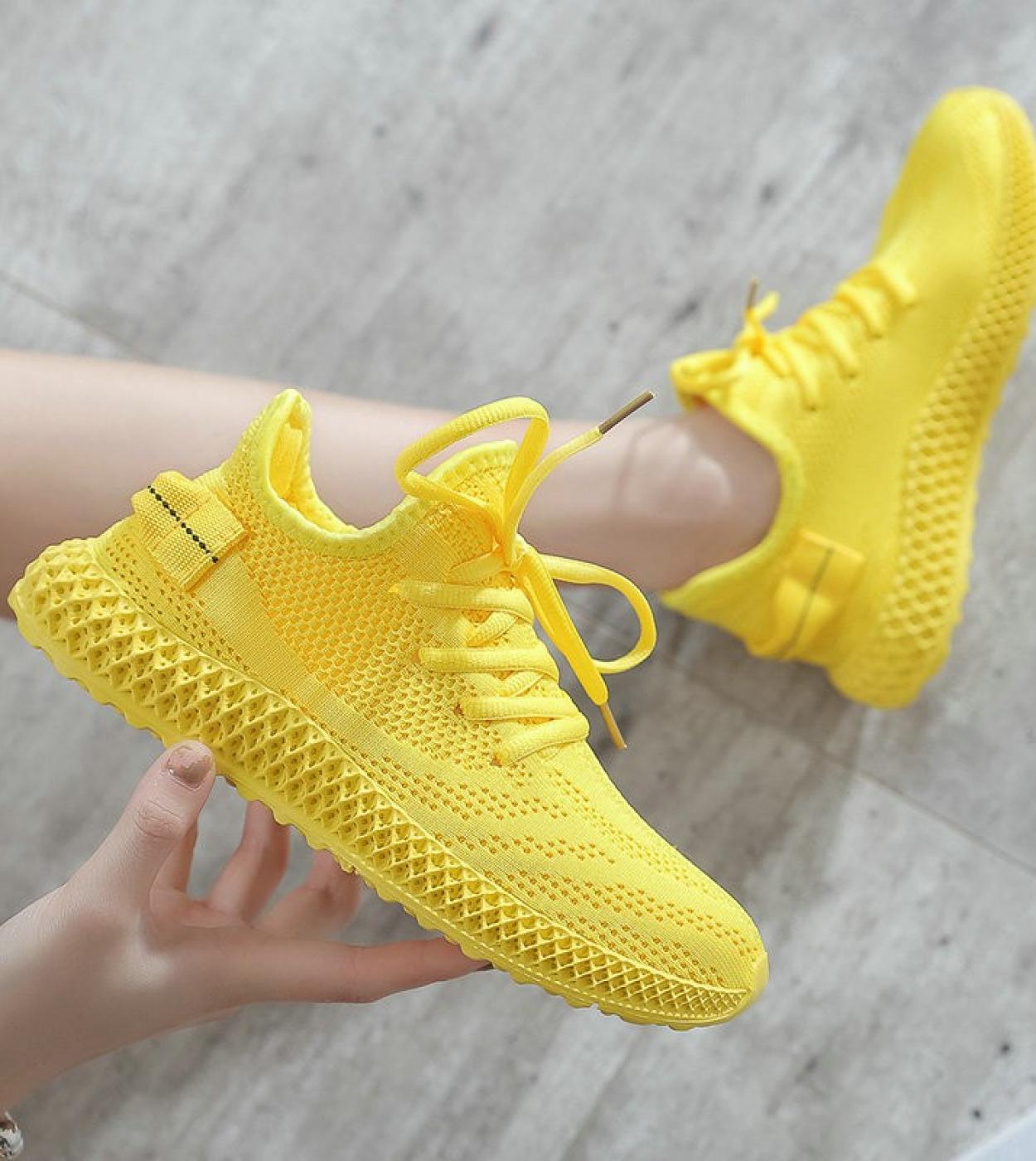 Yellow Womens Sneakers  Womens Mesh Sneakers  Yellow Mesh Sneakers  Sneakers Women  Womens Vulcanize Shoes  