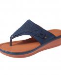 Women Platform Sandals Beach Casual Wedges Flip Flops Premium Orthopedic Open Toe Big Toe Anti Slip Outdoor Pu Leather S