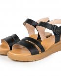 Genuine Leather Women Flats Beach Sandals Shoes Ladies Platform Sneakers   Summer Fashion Mid Heel Footwearmiddle Heels