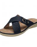 Womens Wedge Sandals Comfortable Soft Leather Platform Shoes Summer Outdoor Open Toe Cross Strap Slide Sandalmiddle Hee