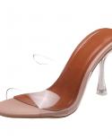  New Pvc Jelly Sandals Open Toe High Heels Ladies Clear Plexiglass Slippers Heel Clear Sandals Size  Womens Sandals