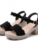 2022 Summer Womens Sandals Suede Thick Heel Leather High Waist Casual Shoes Platform Buckle  Style Sandals  Womens San