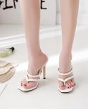 Europe And The United States 3542 Yards Stiletto Clipon Sandals Slippers White Spot  Womens Sandals