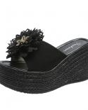 Women Slippers Fashion Pee Toe Summer Shoes Butterflyknot High Heels Women Slides Platform Wedges Ladies Women Shoes  Wo