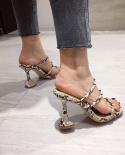 2022  And  Street Shooting Models Snake Pattern Belt Comfortable Highheeled Sandals Have 40 Yards  Womens Sandals