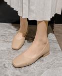 2022spring High Heels Chunky Heel Womens Casual Soft Low Cut Granny Shoes Commuter Professional Square Head Pumps Women