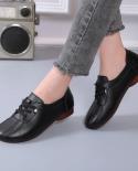2022 New Women Leather Oxford Shoes Women Lace Up Flat Shoes Femme Retro Handmade Casual Shoes Women  Flats
