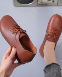 2022 New Women Leather Oxford Shoes Women Lace Up Flat Shoes Femme Retro Handmade Casual Shoes Women  Flats