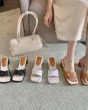  Summer Women Jelly Sildes Candy Color Square Open Toe Slippers Mules Outdoor Beach Dress Shoes For Women Fashion Shoes 