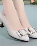 Women Fashion Sky Blue Transparent Spring  Summer High Heel Shoes Lady Casual Black Pu Leather Heels Sapatos