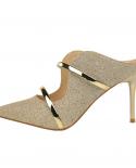 2022 Women Sandals  High Heels Slipon Ladies Shoes Pointed Toe Platform Summer Flip Flop Female Pumps New Rivet Sandalia
