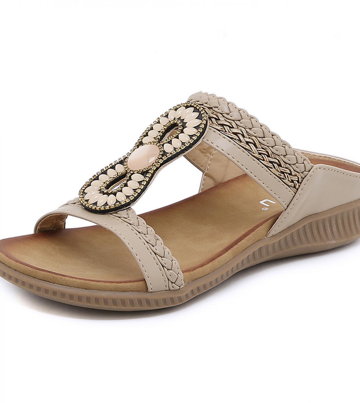 2023 New In Womens Sandals Elegant Low Heel Outside Modern Slippers For Women Flat Heel Casual Beach Shoes Flip Flops B