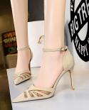 2022  Womens Sandals 95cm High Heels Summer Shoes For Woman Pointed Toe Silk Female Gladiator Sandalias Lady Party Sho
