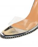 2022 صنادل نسائية صيفية سلسلة خرزة عالية الكعب أحذية حفلات للنساء صنادل أرضية Bcukle حزام Chaussure فام