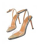 2022  Woman Sandals Summer String Bead High Heels Party Shoes For Women Platform Sandals Bcukle Strap Chaussure Femme
