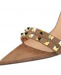 Retro Sandals Woman Summer 2022 Rivet High Heels Shoes For Women Dress Platform Sandals Bcukle Strap Big Size