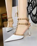 2022 Women Sandals  High Heels Buckle Ankle Strap Ladies Shoes Thin Heels Platform Fashion Summer Female Pumps Rivet San