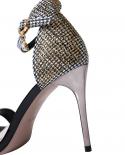 2022 صنادل نسائية ذات كعب عالٍ من حجر الراين أحذية صيفية للمرأة بمقدمة مدببة صنادل منصة المصارع للسيدات للحفلات