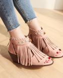 Fashion Womens Sandals 2022 Wedges High Heels Sandals Gladiator Summer Shoes For Women Fringe Zapatos Mujer Big Size 34
